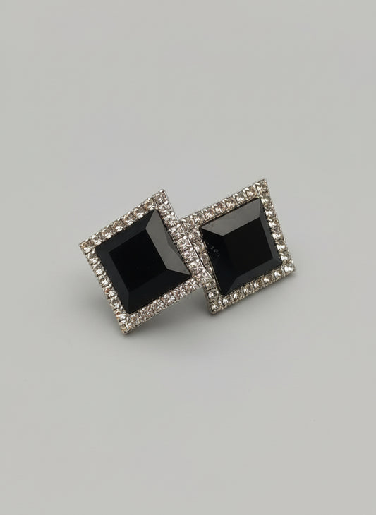 Black crystal stud