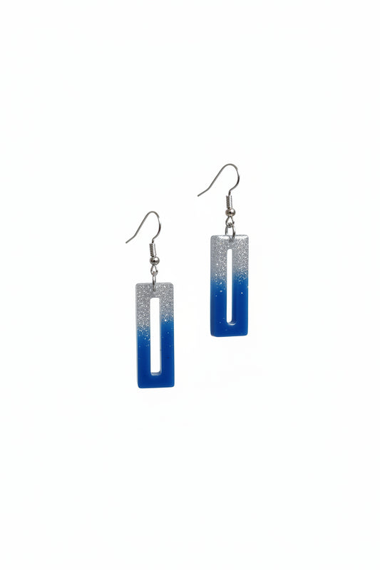 Blue square earrings 