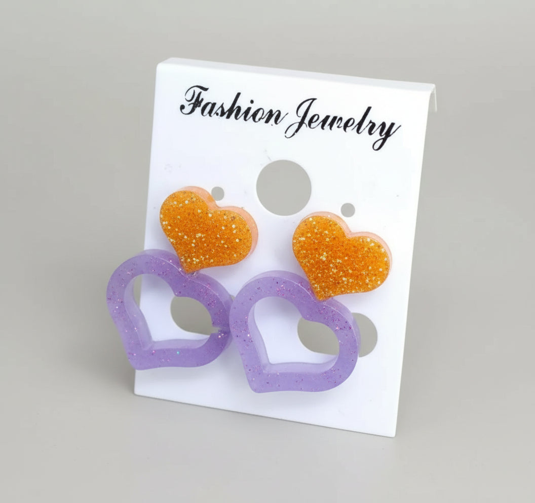 Purple gold stud earing