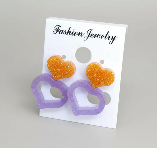 Purple gold stud earing