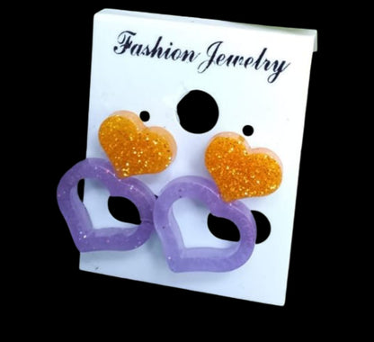 Purple gold stud earing