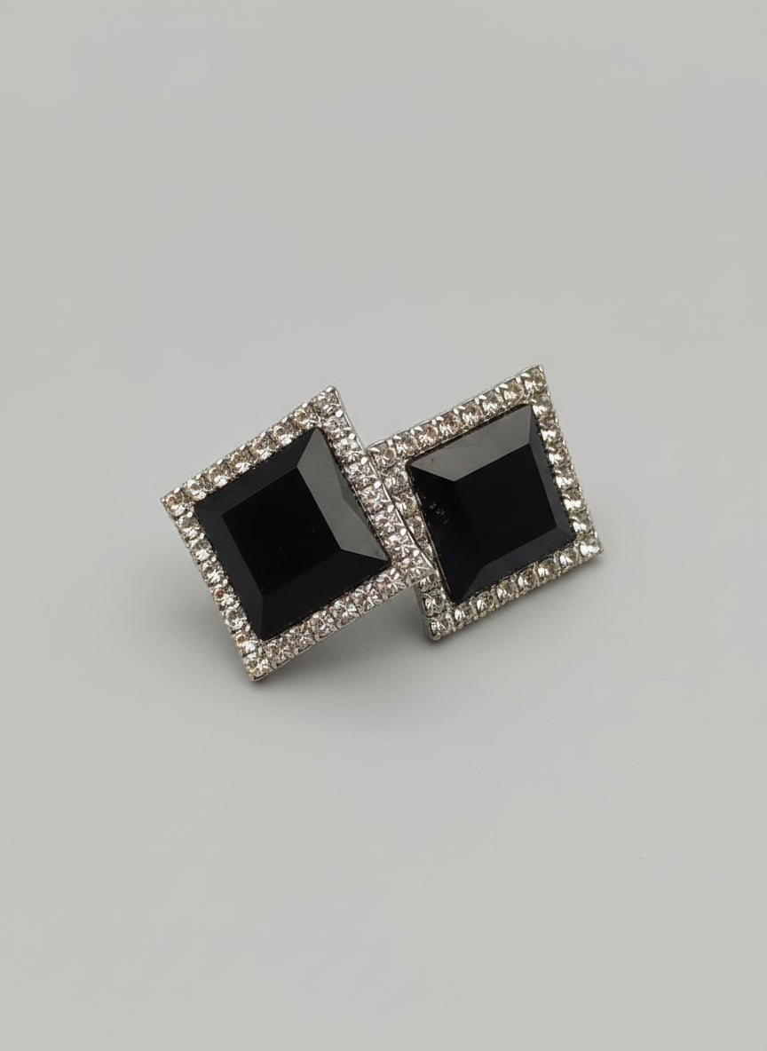 Black crystal stud