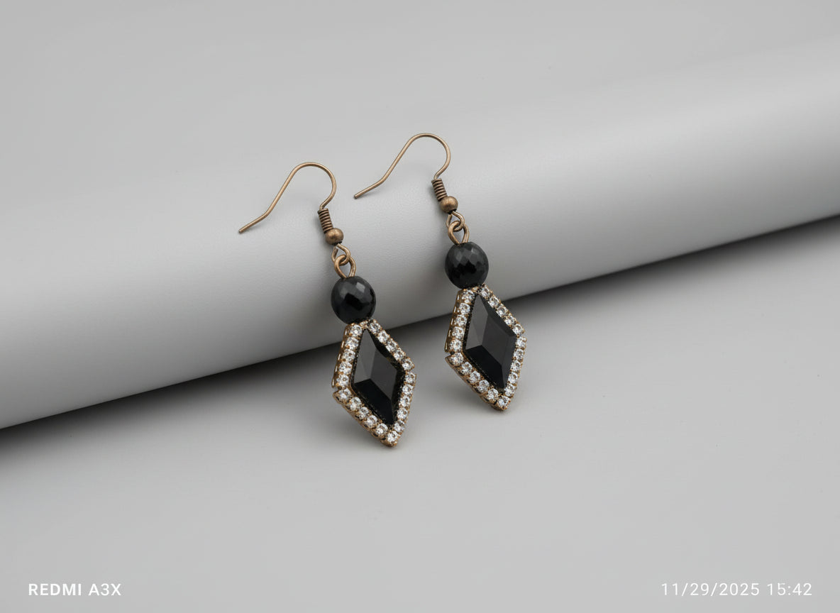 Black beaded earring