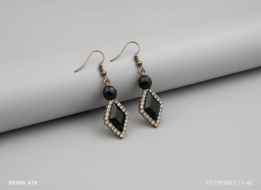 Black beaded earring
