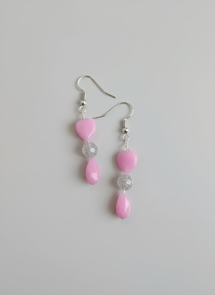 Pink and silver earrings 